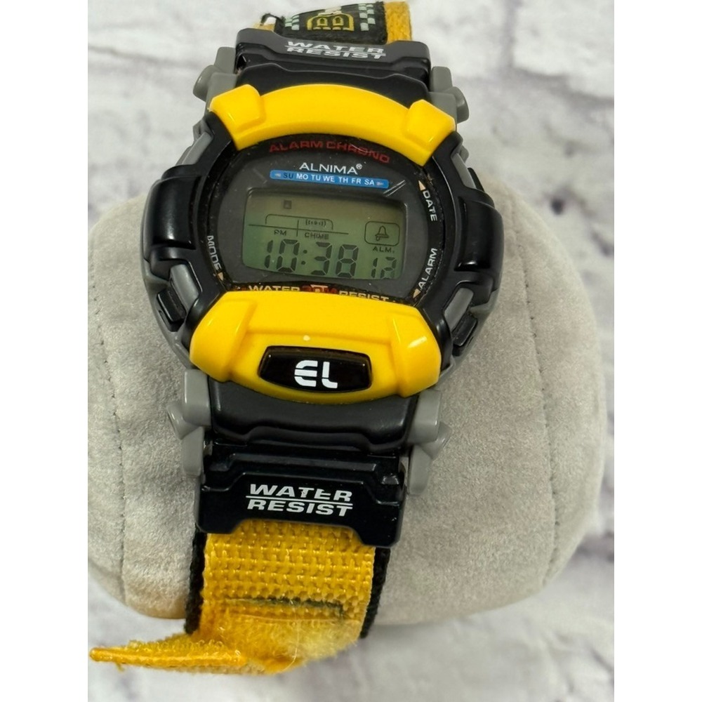 Alnima‎ Mens Watch Alarm Chrono 30M Water Resistant Hook & Loop Strap No Manual